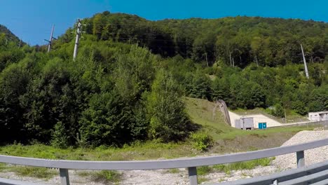 mountain tunnel and forest landscape