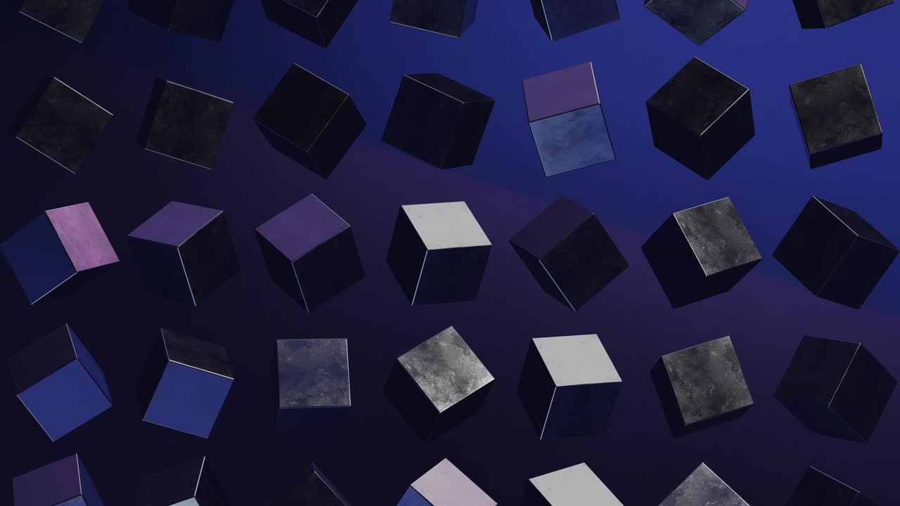 cubos metálicos girando. animación 3d abstracta.