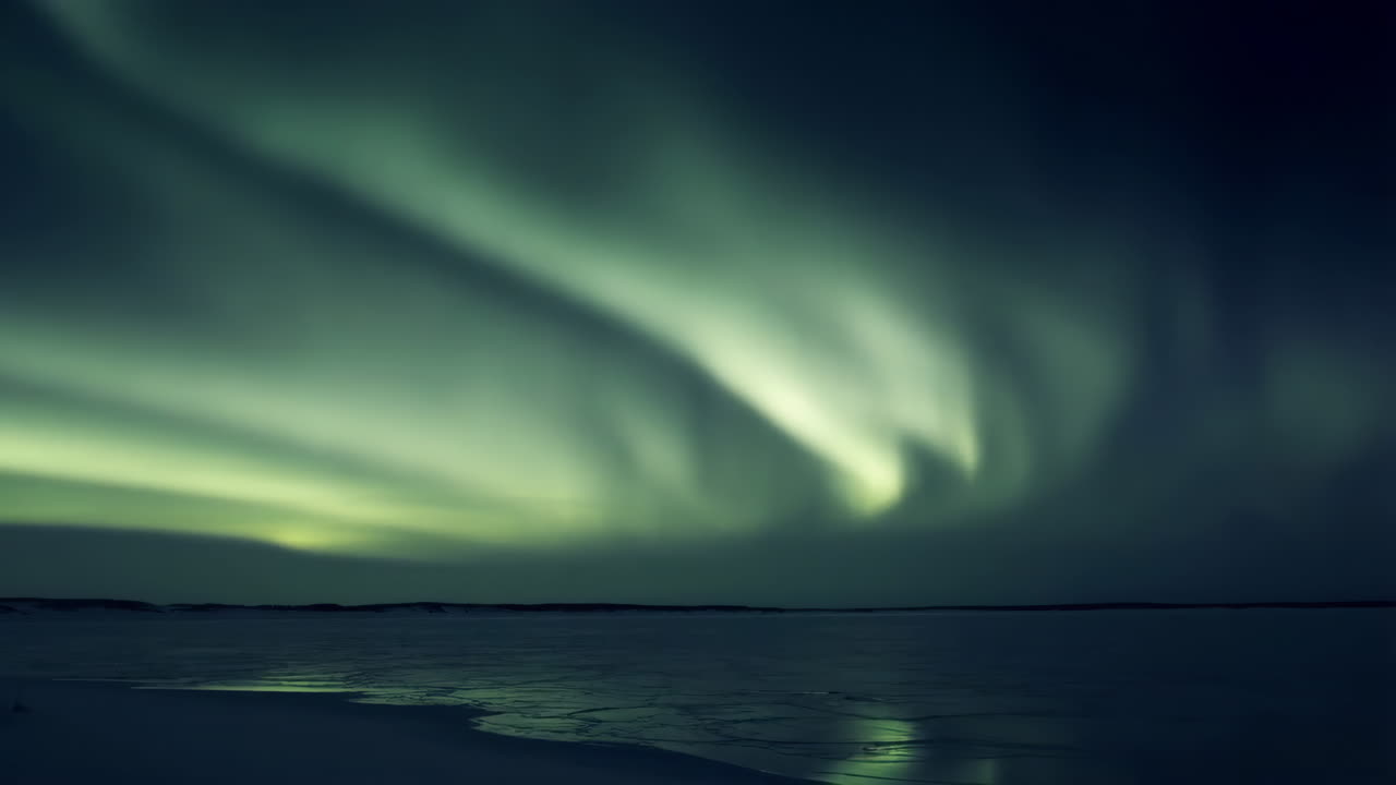 aurora boreal sobre un paisaje congelado
