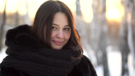 woman in winter forest