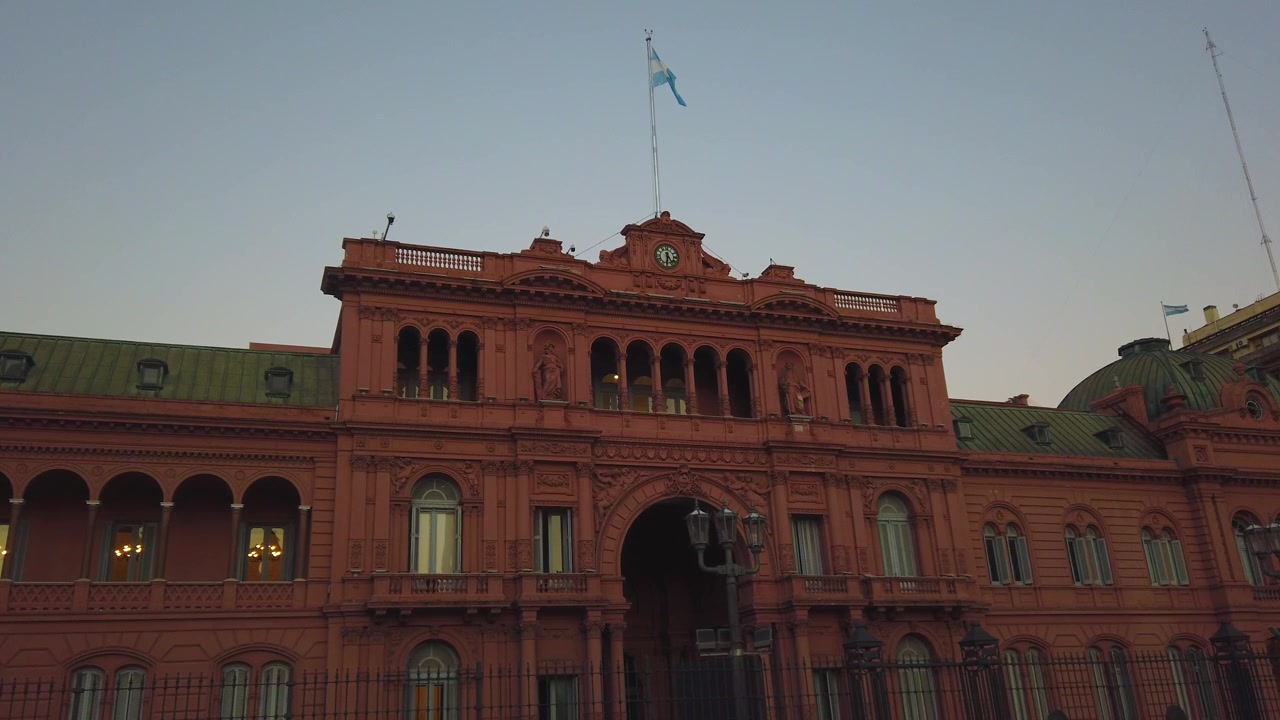 Casa Rosada Buenos Aires Argentina Tramonto Edificio governativo Casa Rosa Bandiera Plaza de Mayo Punto di riferimento.