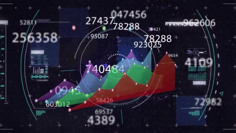 animación del procesamiento de datos financieros sobre un fondo negro