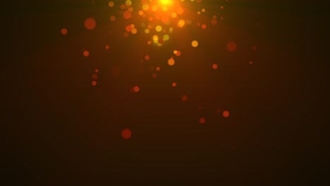 fly gold and red particles with round bokeh