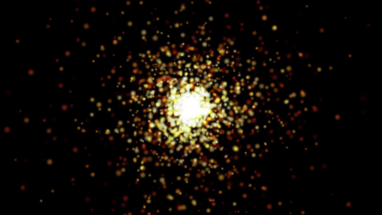Flying fire sparks and glowing particles animation isolated on black background