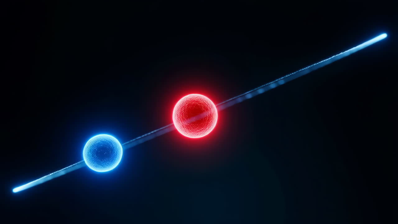 Abstract Glowing Spheres Connected by a Light Beam