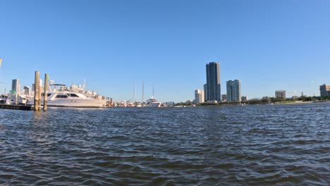 scenic boat view with city skyline