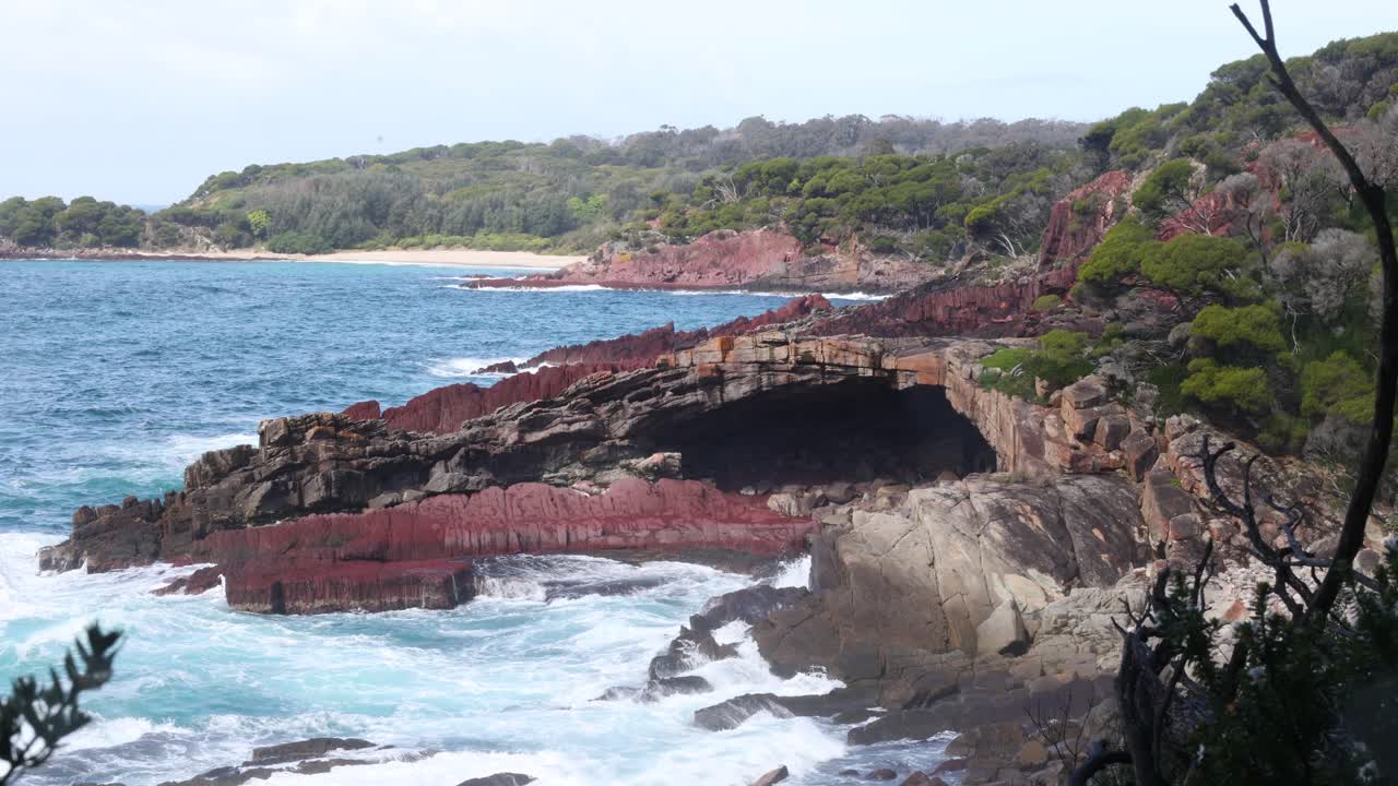 A coastal cave in the cliffs and rocks near Eden NSW on the light to light walk