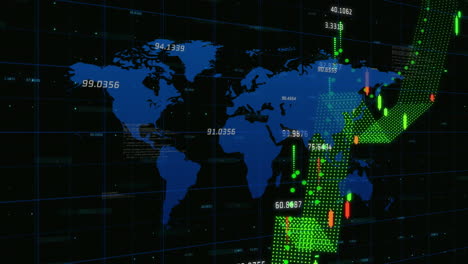 Animación-Del-Procesamiento-De-Datos-Financieros-Sobre-El-Mapa-Mundial