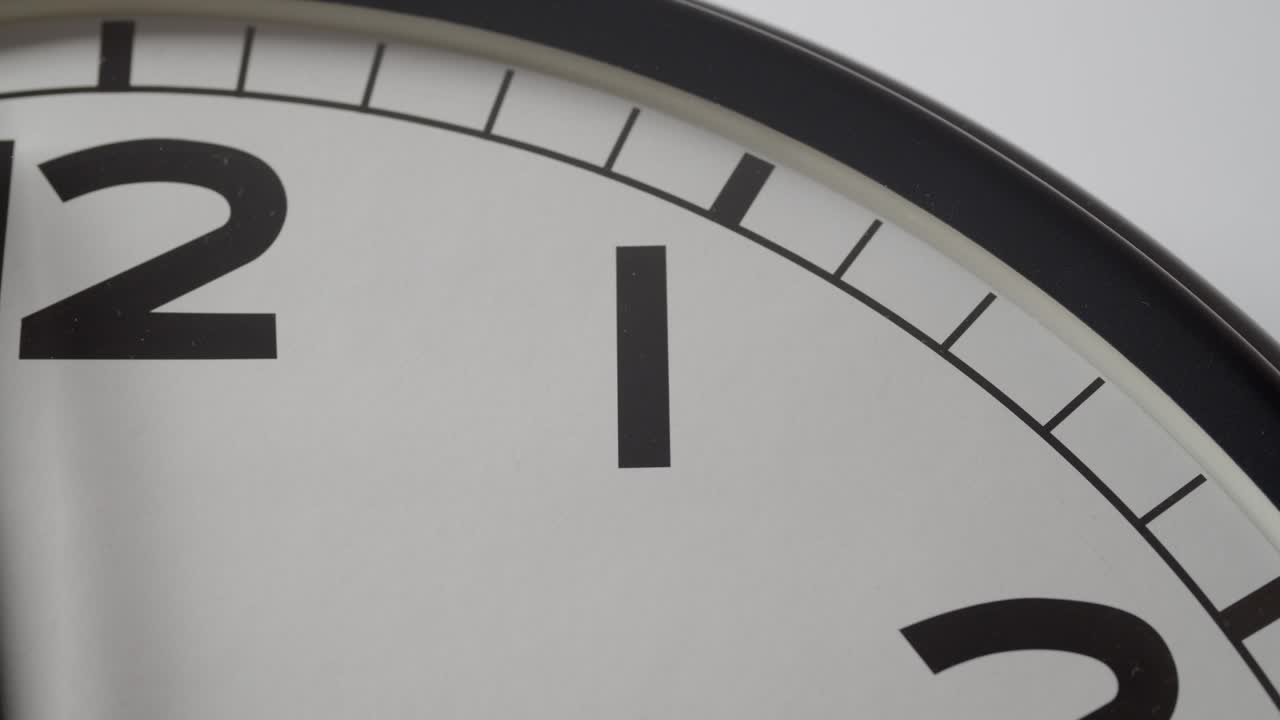 Clock Face each hour close up on white wall in time lapse
