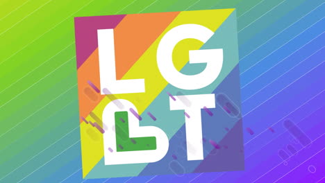 animation of lgbt text over colorful background