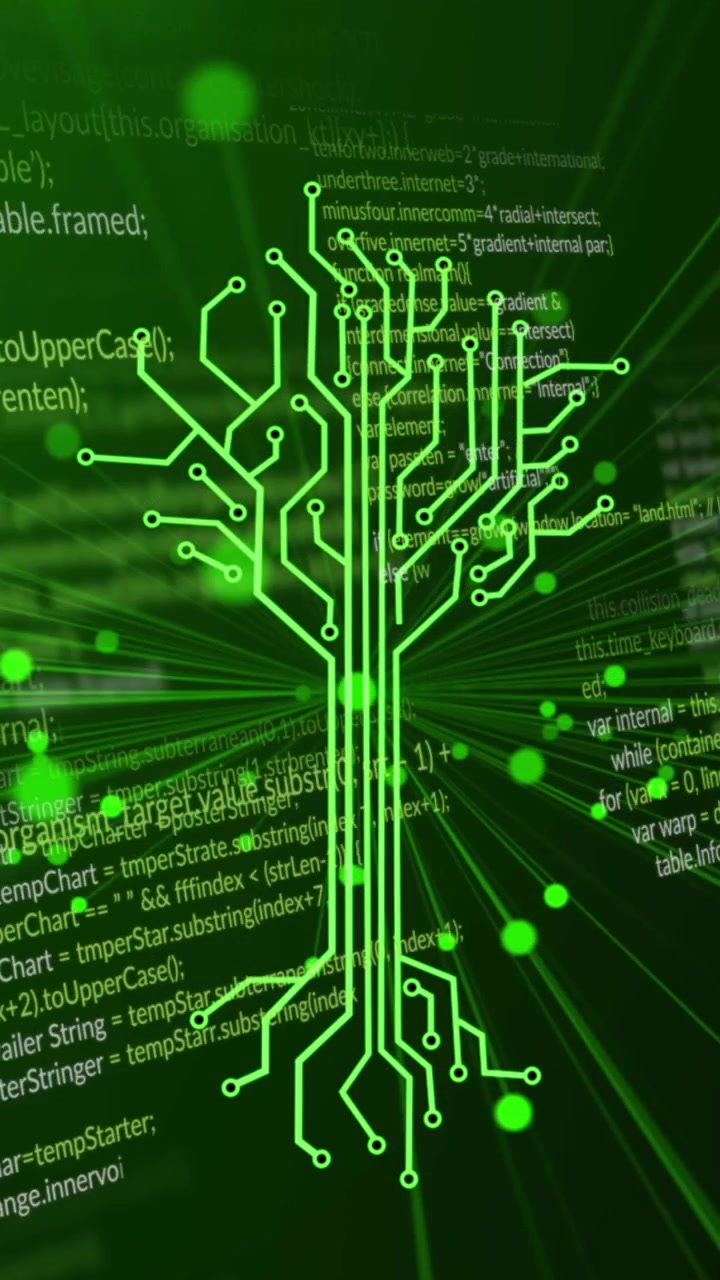 Animation of integrated circuit over data processing on digital screen