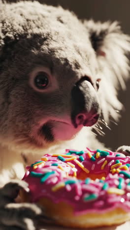 koala eating a donut