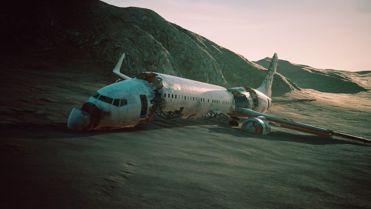 aereo distrutto abbandonato nel deserto
