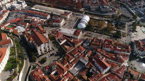 Aerial-View-Of-Leiria-Cathedral,-Our-Lady-of-the-Assumption-Cathedral