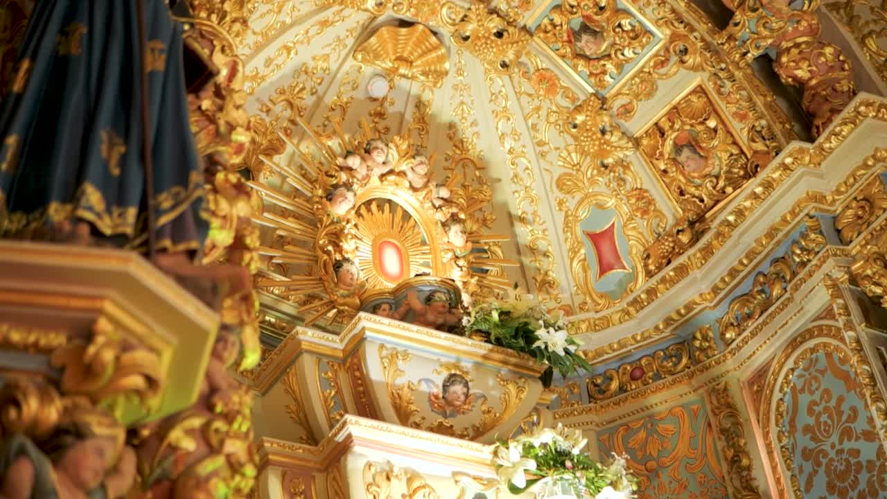 Christian Church Altar with Sacred Art and Saintly Details