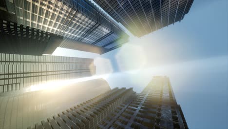 ventanas de la oficina de negocios del rascacielos con cielo azul