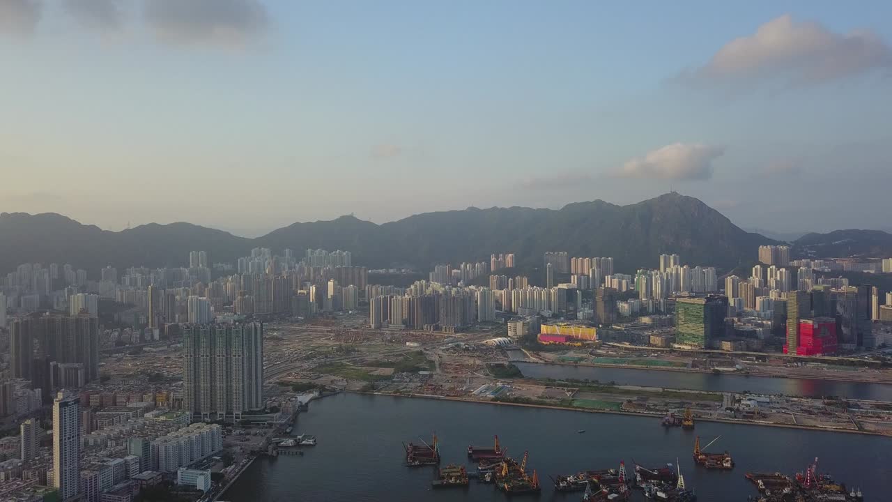 imagen aérea del distrito de kowloon en hong kong
