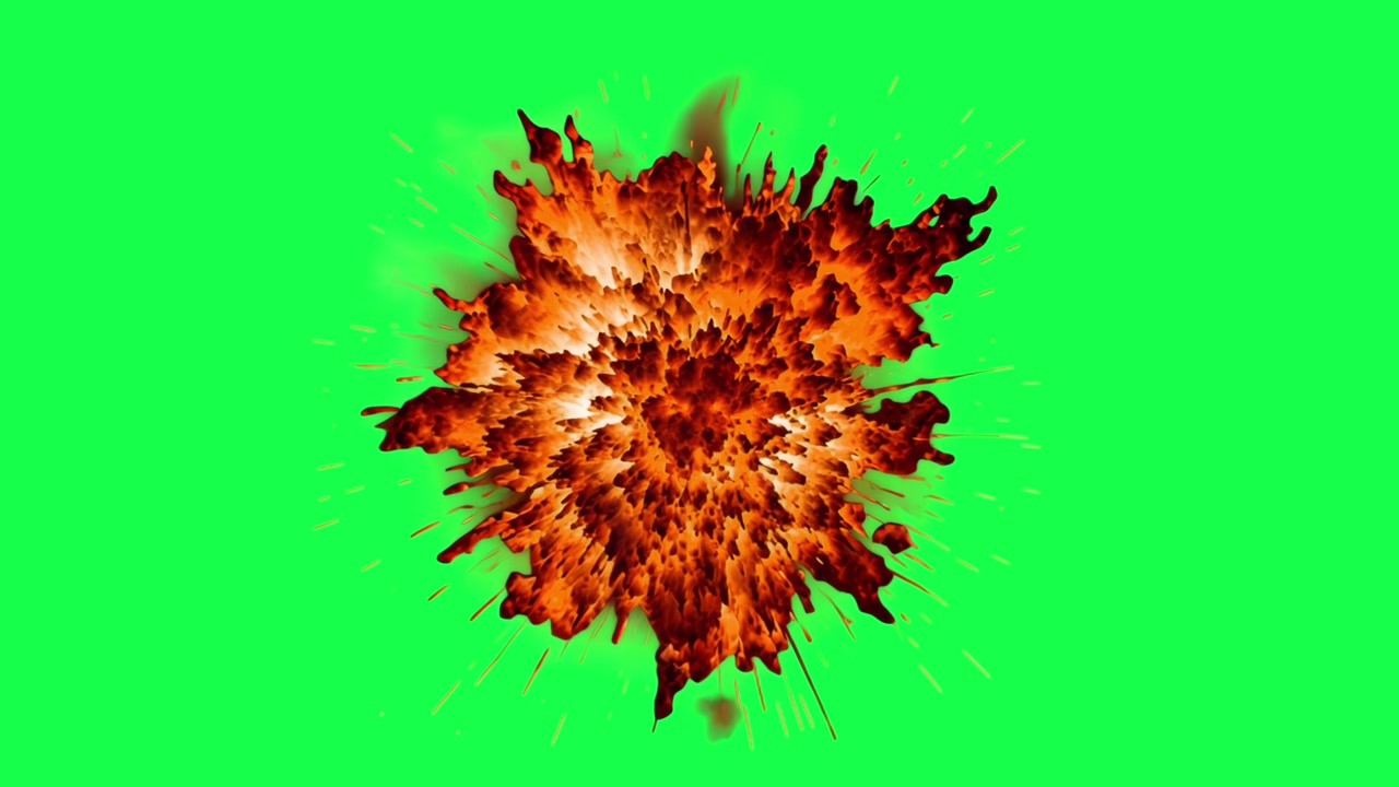Dynamic Orange and Red Explosion on Green Screen