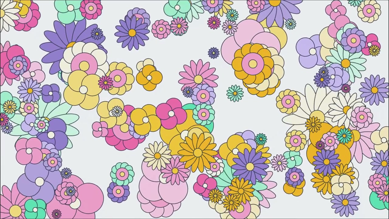 Bunter Retro Groovy Flower Power Blumenillustrationshintergrund