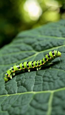 green caterpillar on a leaf