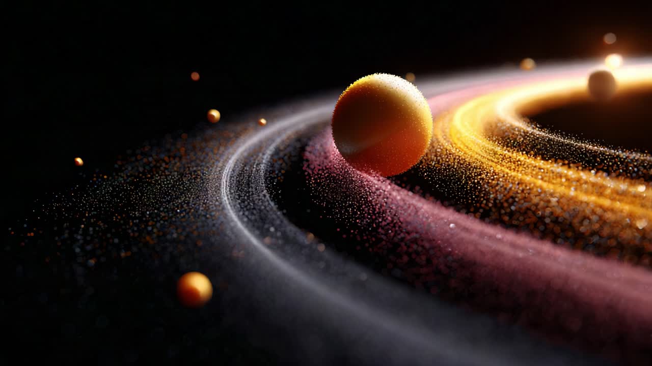 A Mesmerizing Cosmic Dance: Captivating Visuals of Celestial Bodies Within Vibrant Rings of Colors and Texture, Creating an Otherworldly Aesthetic in the Universe's Depths