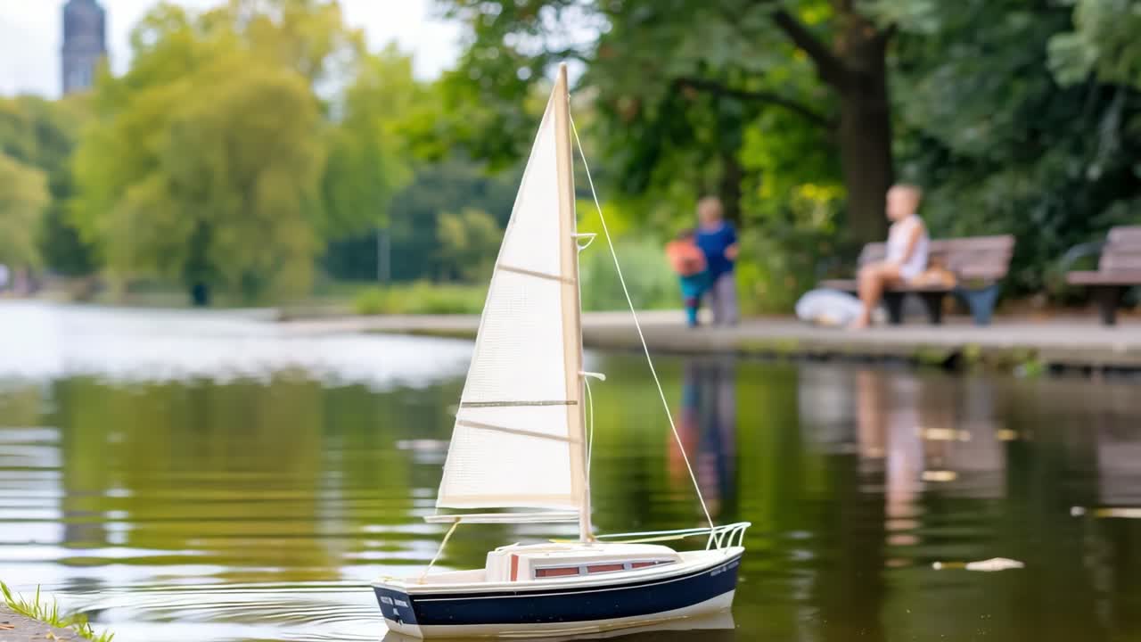 Barca a vela giocattolo su un lago
