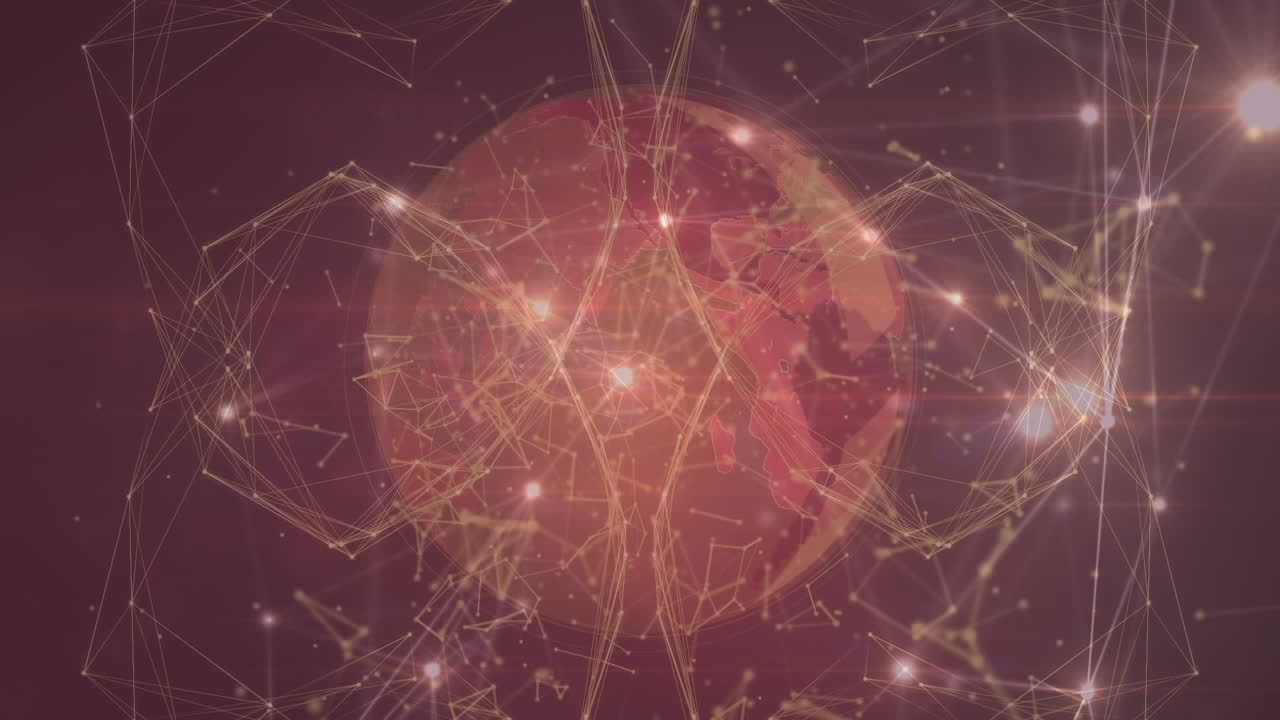 전면에 빛 연결과 함께  ⁇ 박이는 원의 미래형 애니메이션