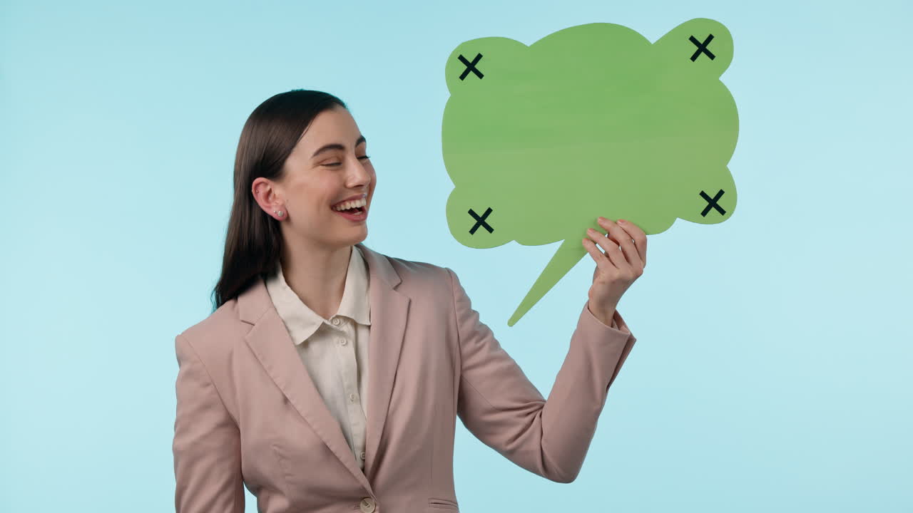 negocios, mujer y cara con faq