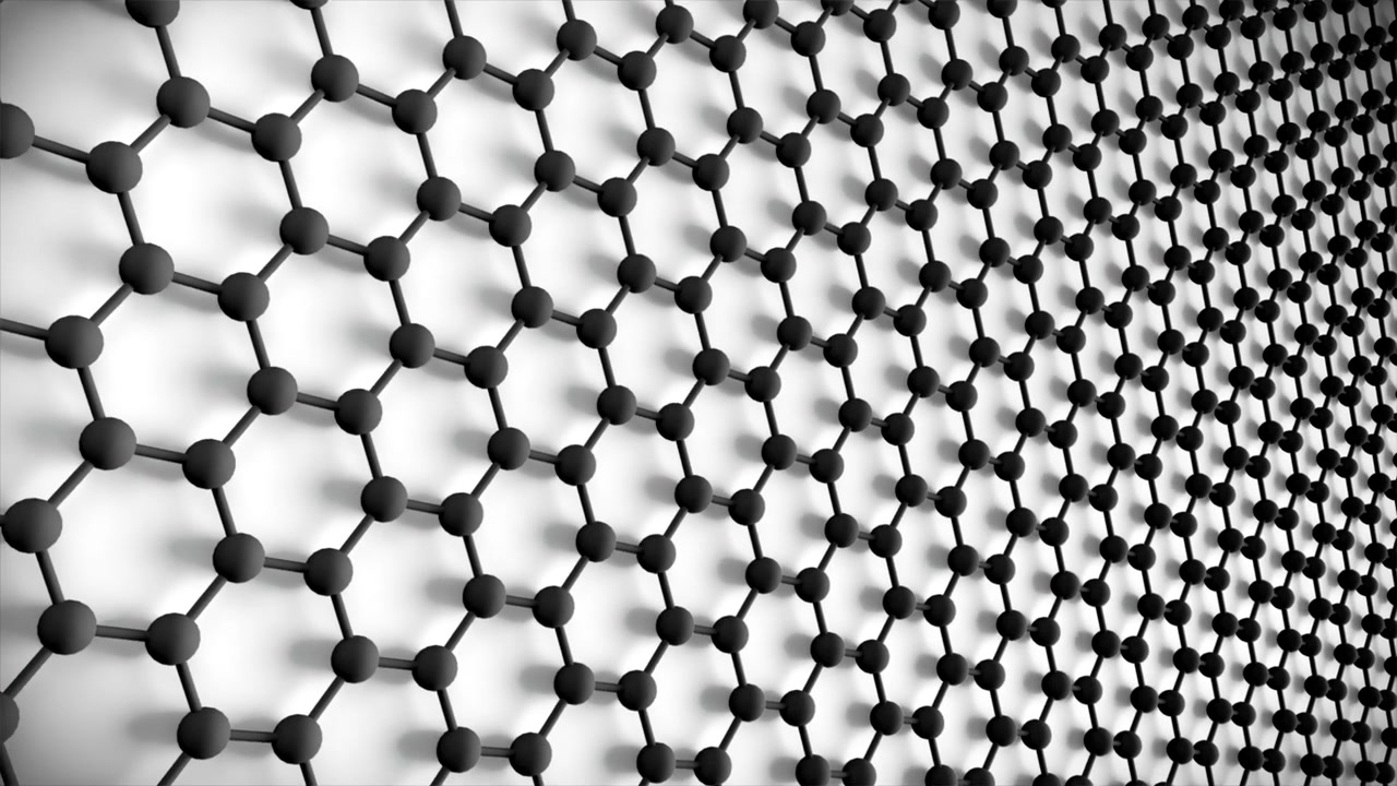 Graphene hexagon technology background loop BW. Great backgound to communicate info about nano tech.