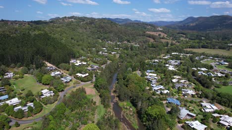 Currumbin-Valley-Residential-Houses-And-Creek-In-Daytime-In-Gold-Coast,-Queensland,-Australia