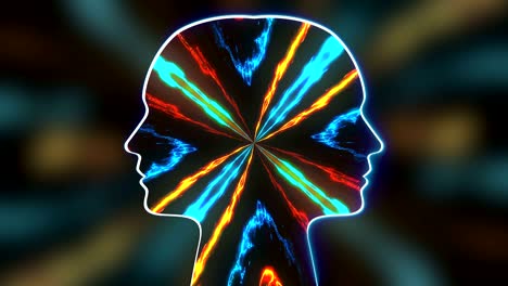 futuristic energy head with lines wuth flame effect, abstract 3d render background, computer generated backdrop