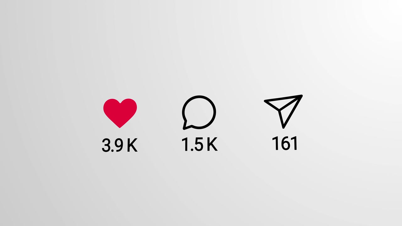 Animated Social Media Engagement Icons with Increasing Numbers