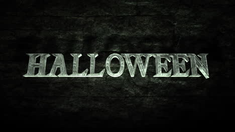 texto de halloween en la pared de las piedras grunge oscuras