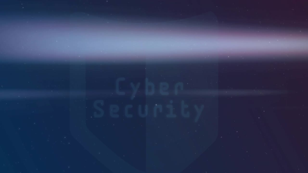 opening navy revealing Cyber Security shield, flare animating ring scanning globe, securing data