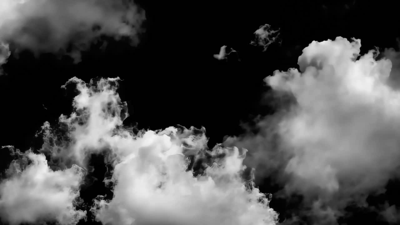 Dramatic sky with fluffy clouds animated overlay, transparent 4K video, alpha channel, ProRes 4444