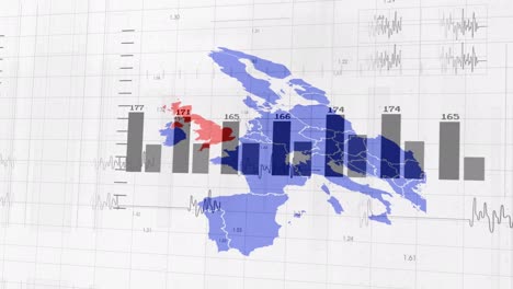 animation of data processing over world map