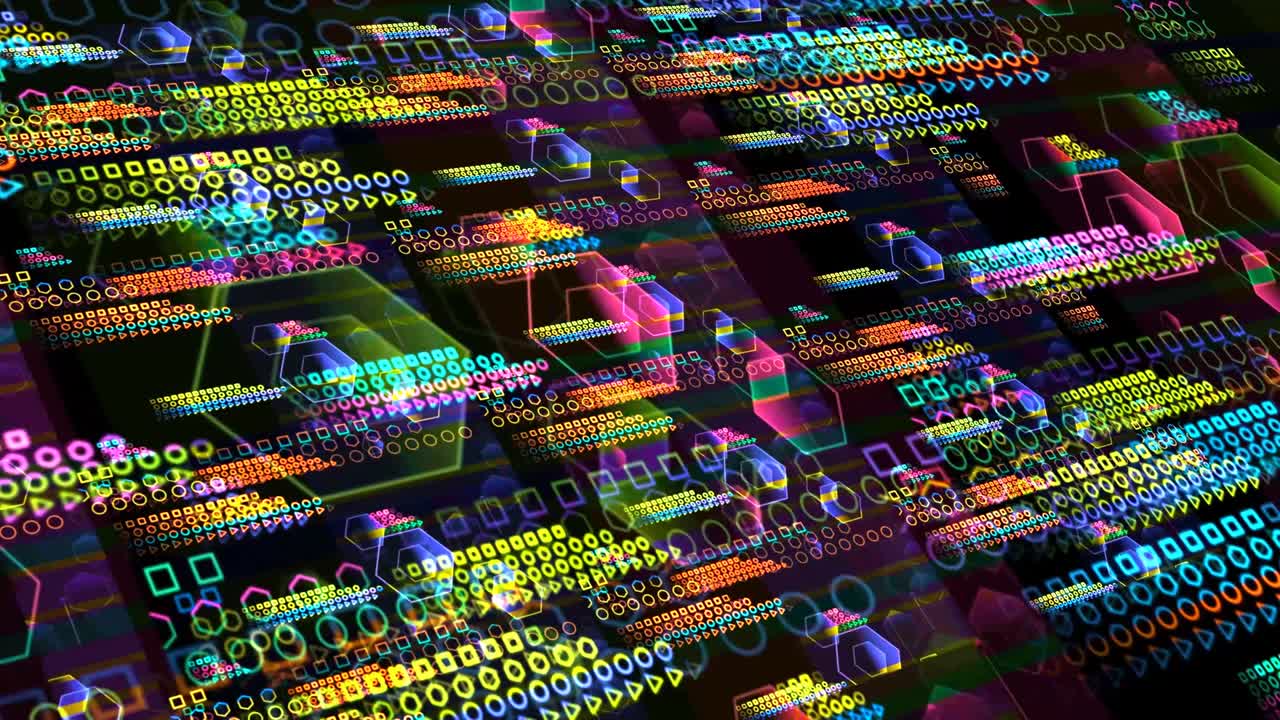 tecnología futurista de computadora cuántica, capas digitales, dimensiones, procesos holográficos y análisis para big data y fondo de polígono de zona naranja abstracta.