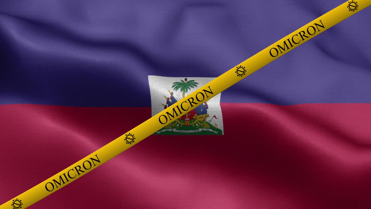 variante omicron y franja de prohibición en la bandera de haití - bandera de haiti