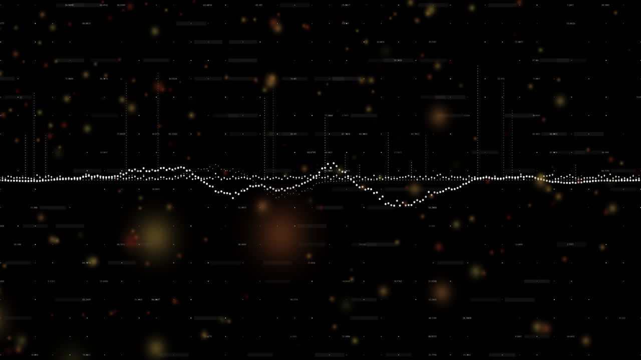 Animation of financial data processing over dark background