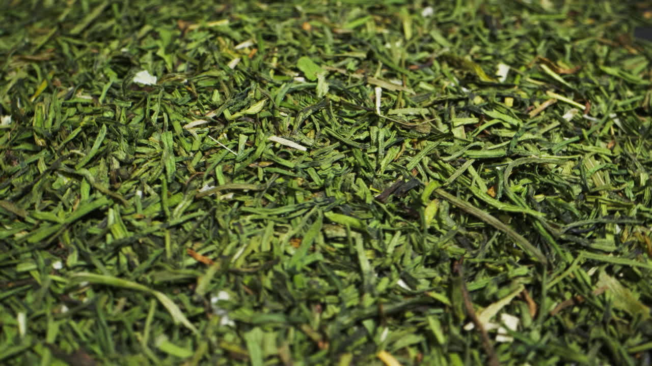 Dried green dill close-up macro. Spice for food. Man hand strewing dill on food . High quality 4k footage