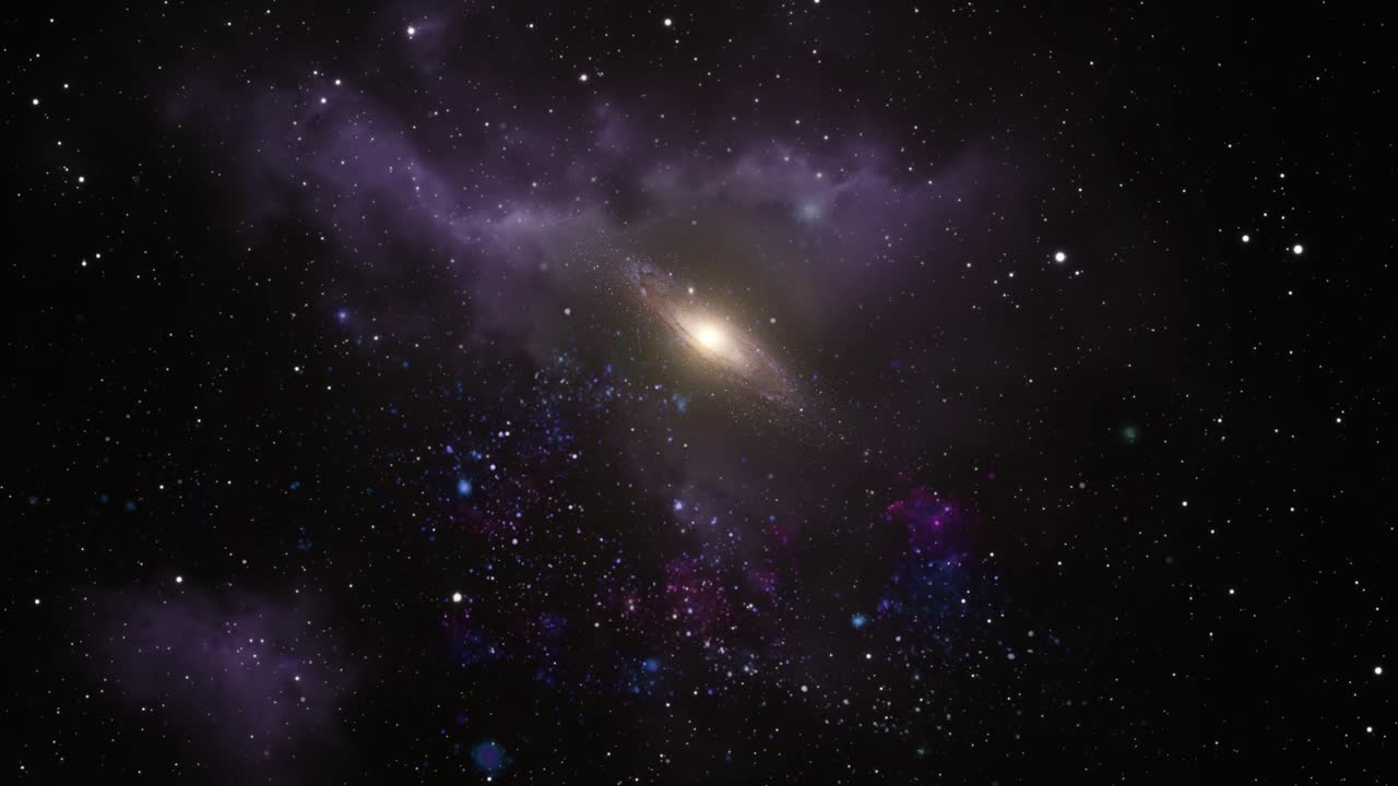 grande universo, galassie viola e nebulose e stelle