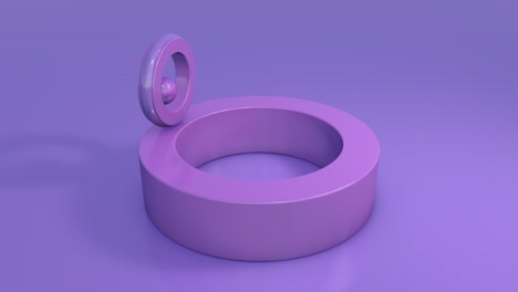 purple rings and sphere. abstract seamless animation, 3d render.