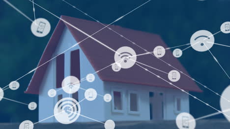 animation of network of connections over house model