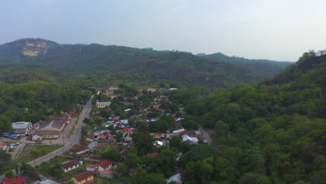 AERIAL---Town-and-valley-of-San-Antonio-de-los-Cobres,-Salta,-Argentina,-forward