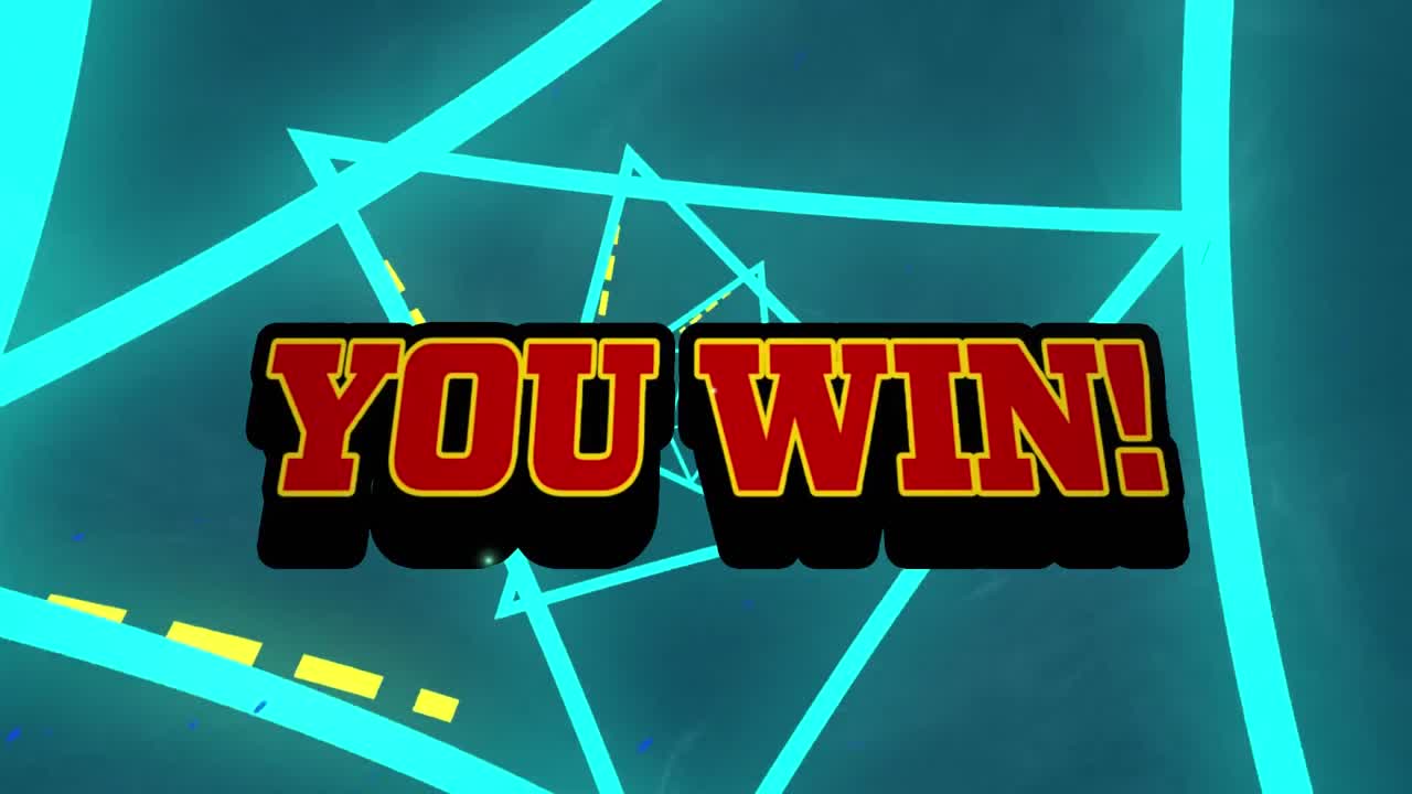 파란색 배경에 반 ⁇ 이는 터널에 대한 텍스트를 이기는 디지털 애니메이션