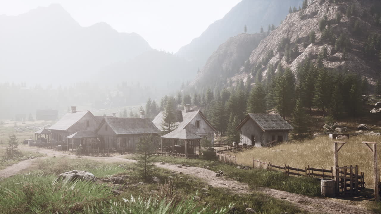 스위스 산 마을 의 공중 전망