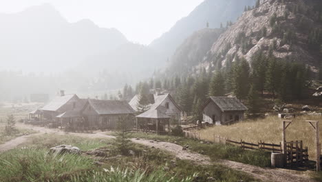 aerial view of swiss mountain village