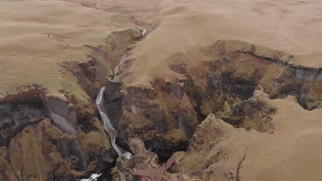 Cinematic-aerial-flyover-of-stunning-Icelandic-canyon