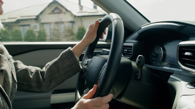 Donna guida auto