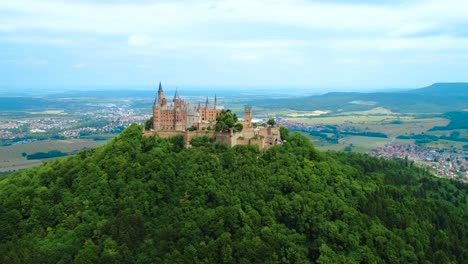 Hohenzollern-Castle,-Germany.-Aerial-FPV-drone-flights.